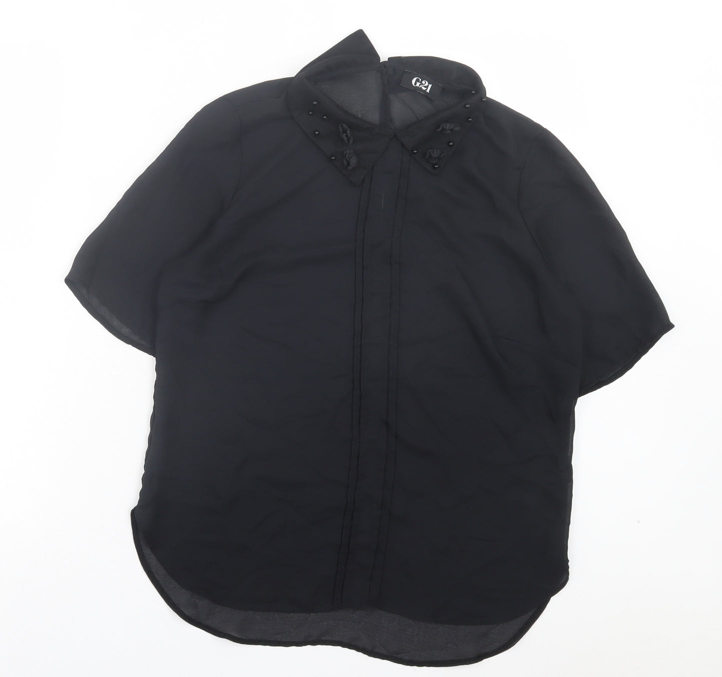 George Womens Black Polyester Basic Blouse Size 12 Collared