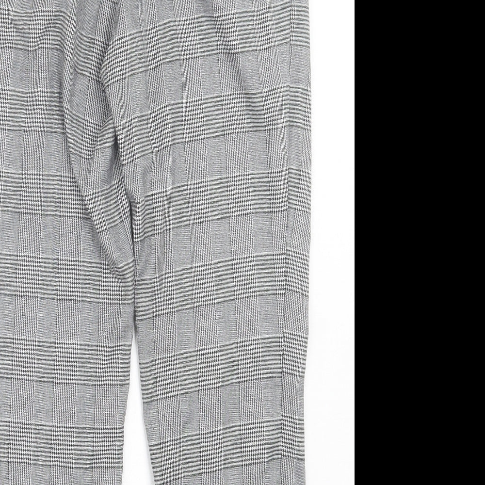 New Look Womens Grey Plaid Polyester Trousers Size 12 L28 in Regular