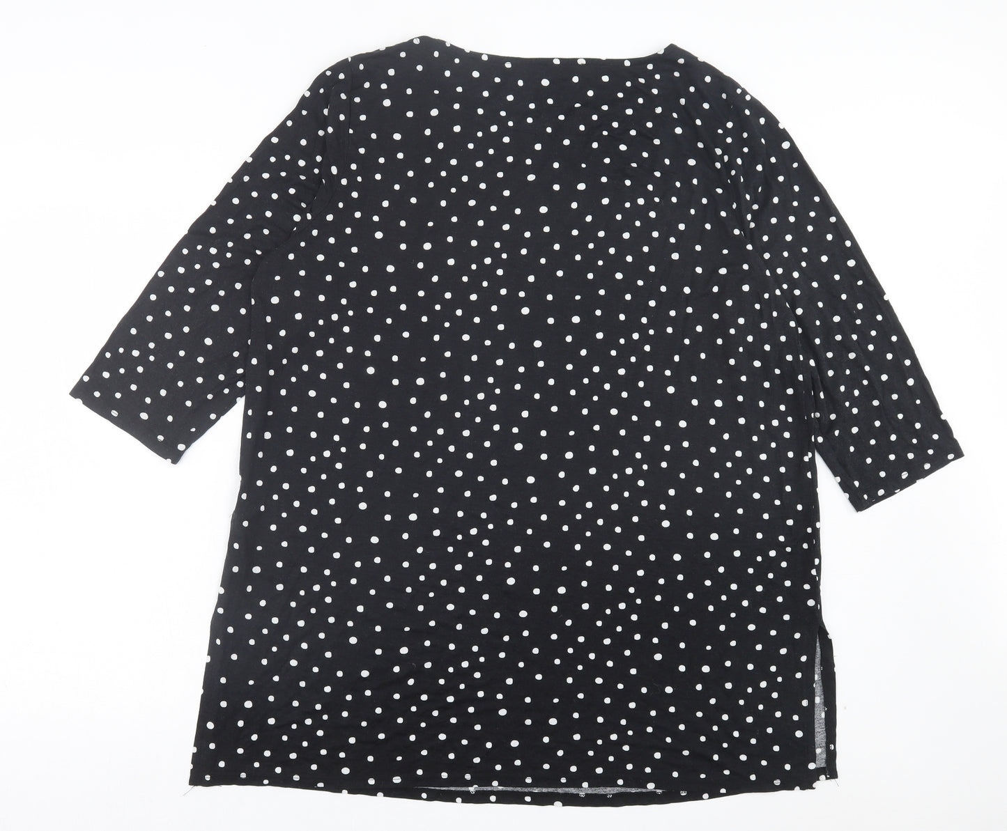 Principles Womens Black Polka Dot Viscose Basic T-Shirt Size 22 Crew Neck