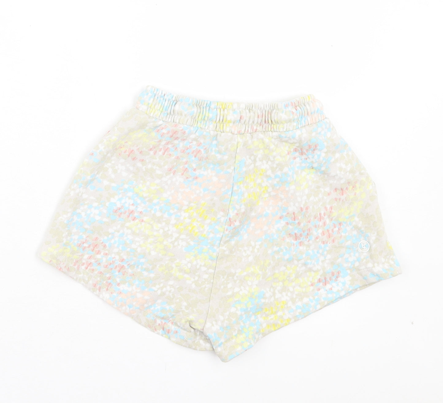 Leigh Tucker Girls Multicoloured Geometric Cotton Sweat Shorts Size 9-10 Years Regular Drawstring