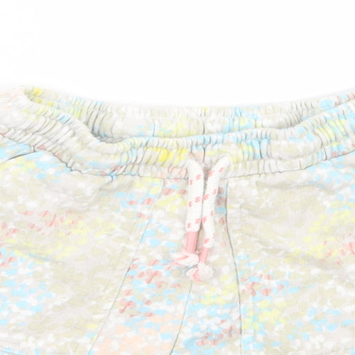 Leigh Tucker Girls Multicoloured Geometric Cotton Sweat Shorts Size 9-10 Years Regular Drawstring