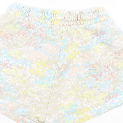 Leigh Tucker Girls Multicoloured Geometric Cotton Sweat Shorts Size 9-10 Years Regular Drawstring