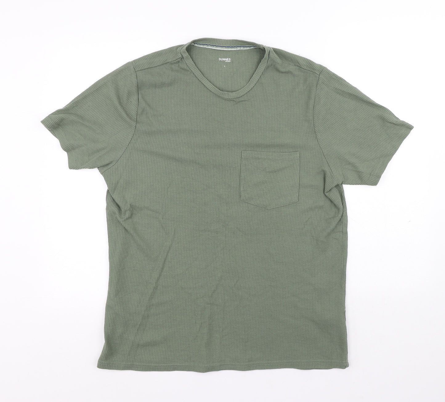 Dunnes Stores Mens Green Cotton T-Shirt Size L Round Neck