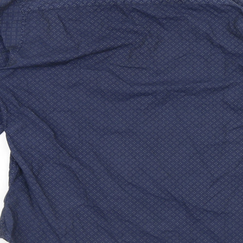 NEXT Mens Blue Geometric Cotton Button-Up Size S Collared Button