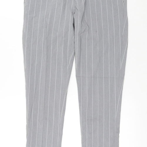 ASOS Mens Grey Striped Polyester Trousers Size 28 in L32 in Regular Hook & Eye