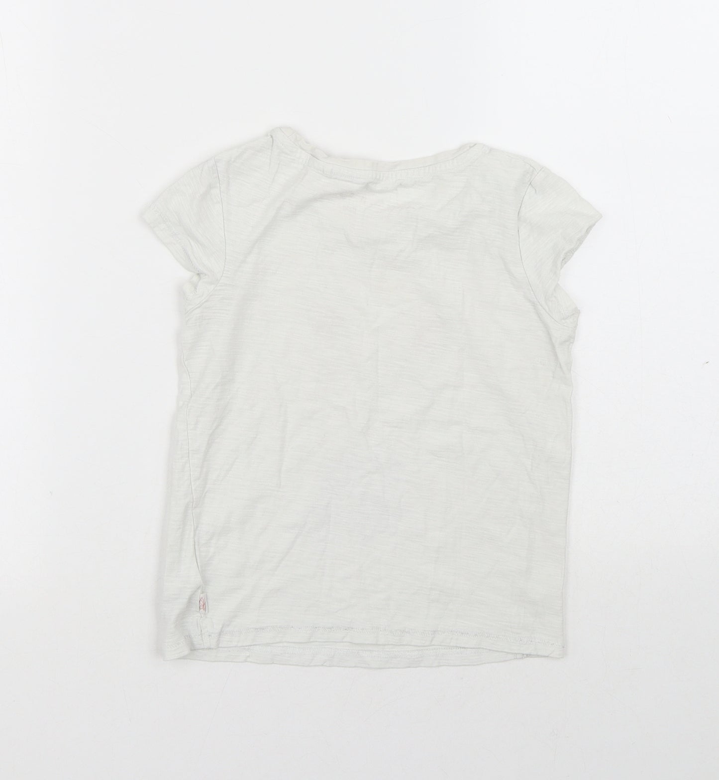 NEXT Girls White Cotton Basic T-Shirt Size 7 Years Round Neck - Dog