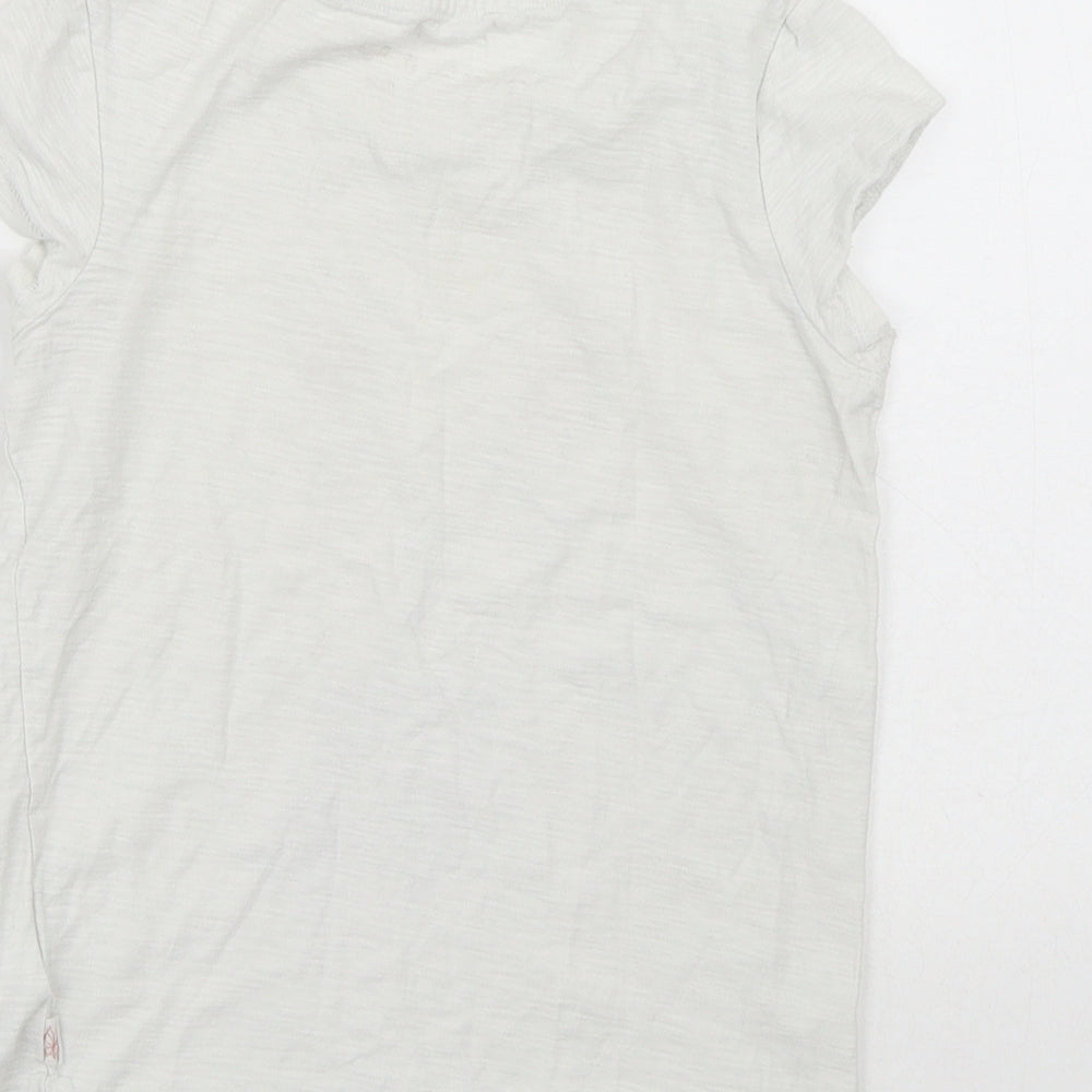 NEXT Girls White Cotton Basic T-Shirt Size 7 Years Round Neck - Dog