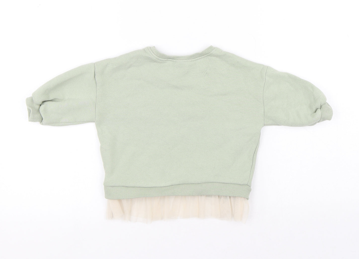 NEXT Girls Green Cotton Jumper Dress Size 9-12 Months Round Neck - Dancers