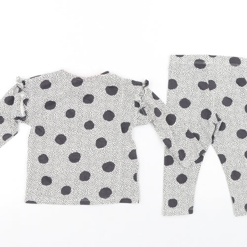 F&F Girls White Polka Dot Cotton Cami Pyjama Set Size 9-12 Months