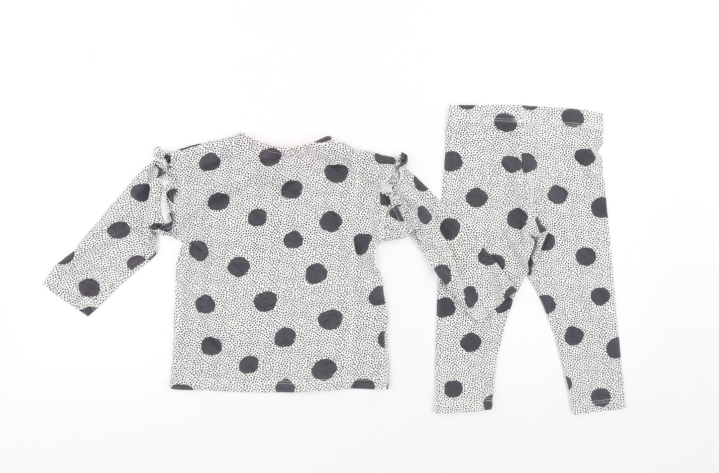 F&F Girls White Polka Dot Cotton Cami Pyjama Set Size 9-12 Months