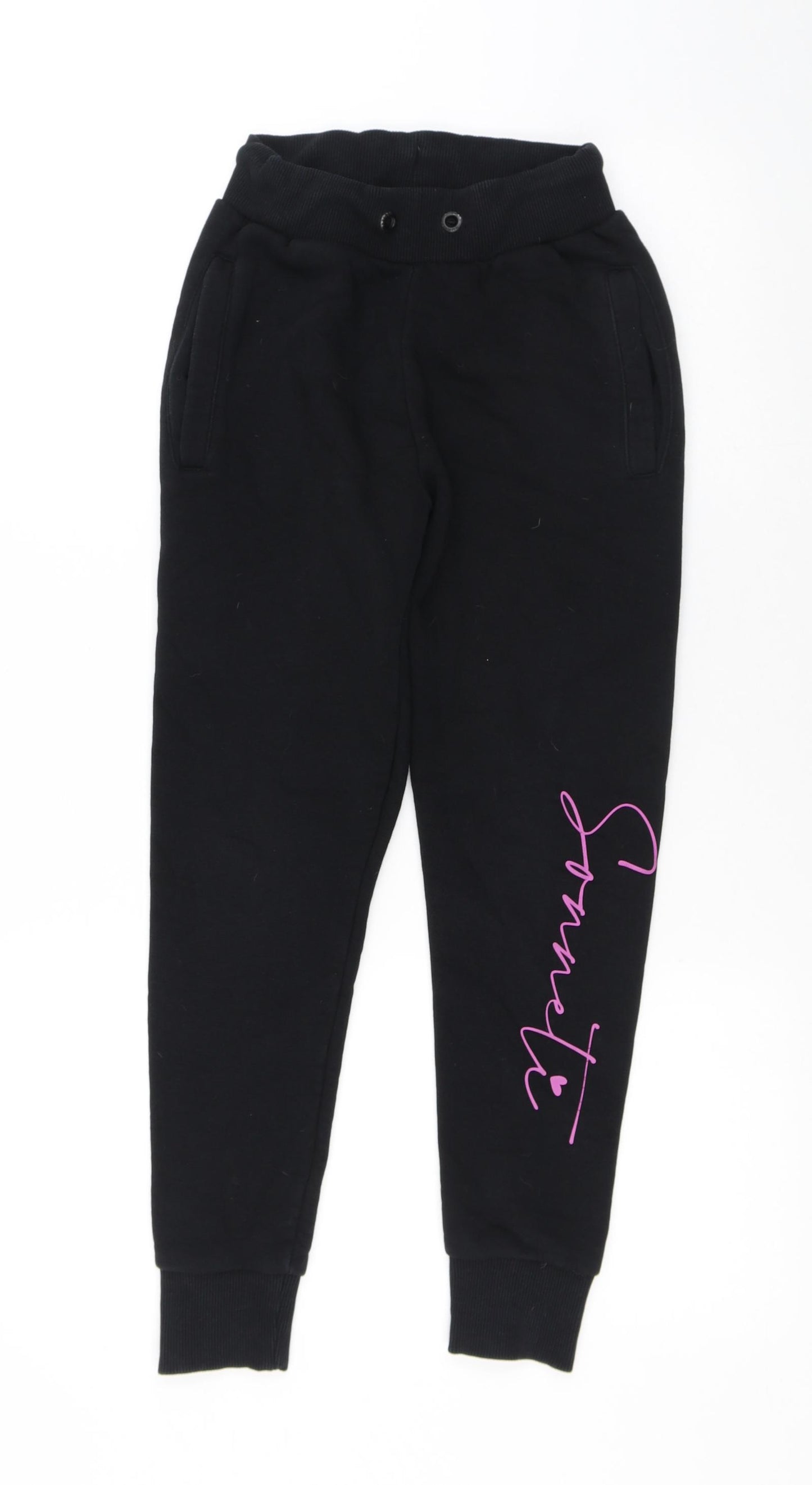 Sonneti Girls Black Cotton Jogger Trousers Size 12-13 Years Regular Drawstring