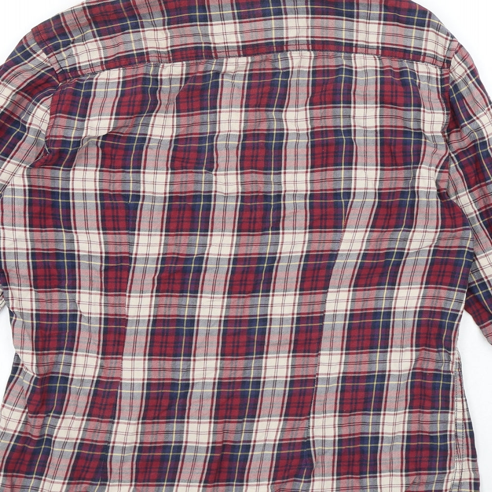 Burton Mens Red Plaid Cotton Button-Up Size S Collared Button