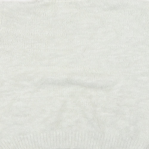 Quiz Womens White Round Neck Acrylic Pullover Jumper Size S