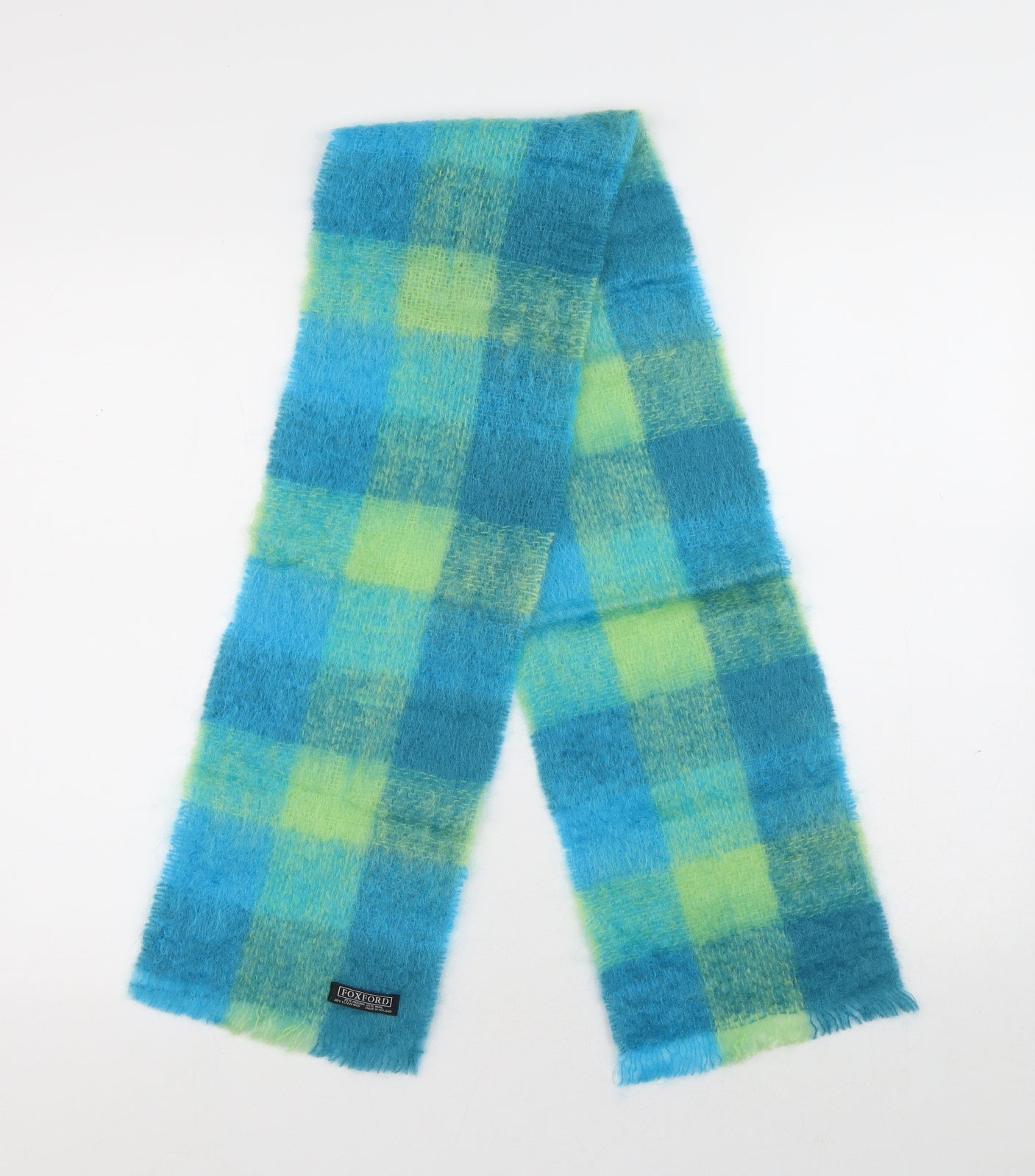 Foxford Unisex Blue Check Mohair Scarf