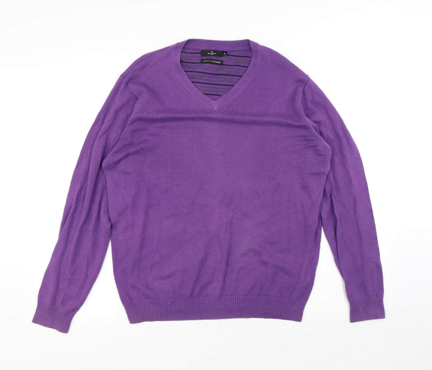 Jeff Banks Mens Purple V-Neck Cotton Pullover Jumper Size M