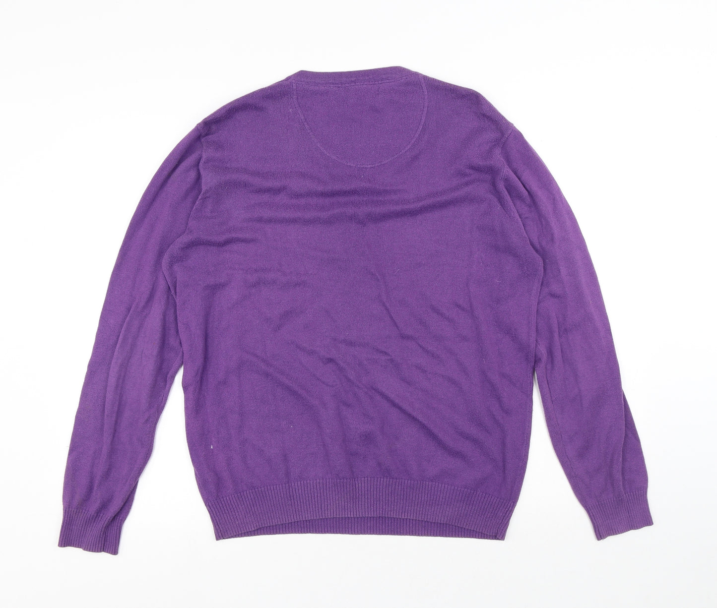 Jeff Banks Mens Purple V-Neck Cotton Pullover Jumper Size M