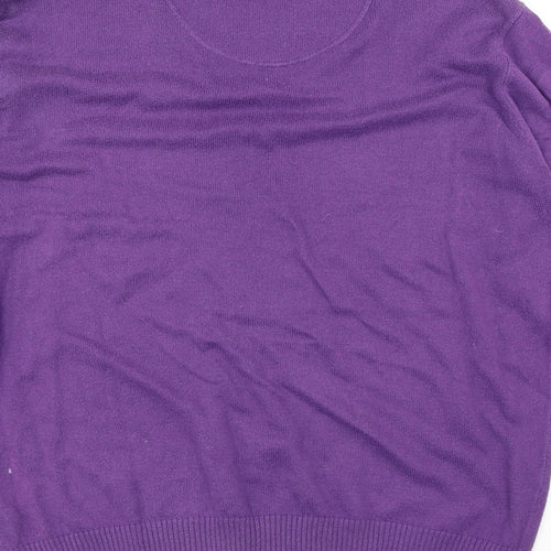 Jeff Banks Mens Purple V-Neck Cotton Pullover Jumper Size M