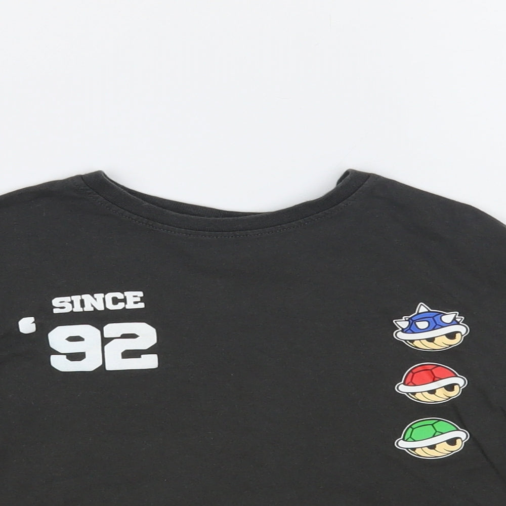 Primark Boys Grey Colourblock Cotton Pullover T-Shirt Size 3-4 Years Crew Neck Pullover - Mariokart