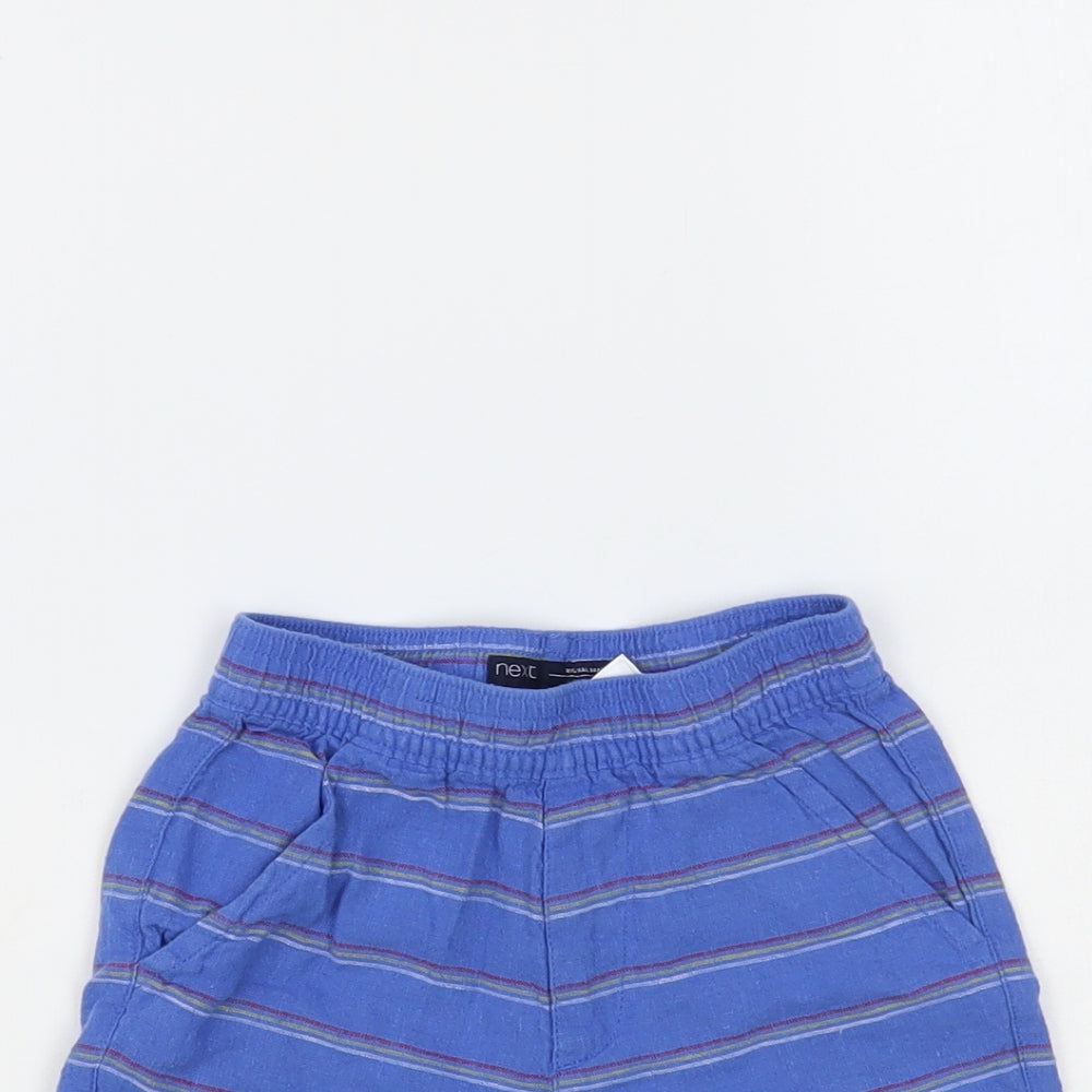 NEXT Boys Blue Striped Linen Sweat Shorts Size 2-3 Years Regular