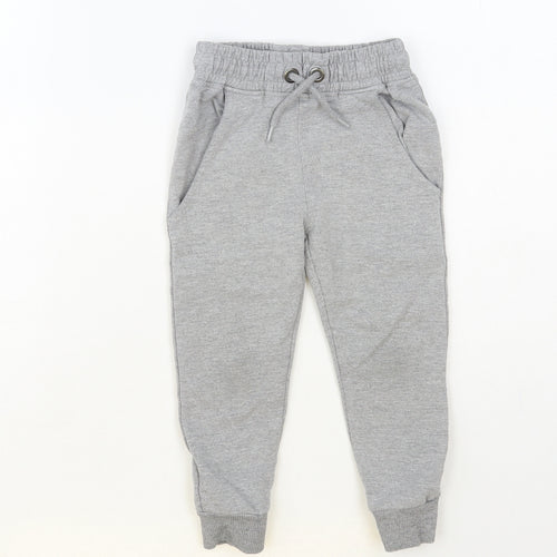 NEXT Boys Grey Flecked Cotton Jogger Trousers Size 4 Years Regular Drawstring