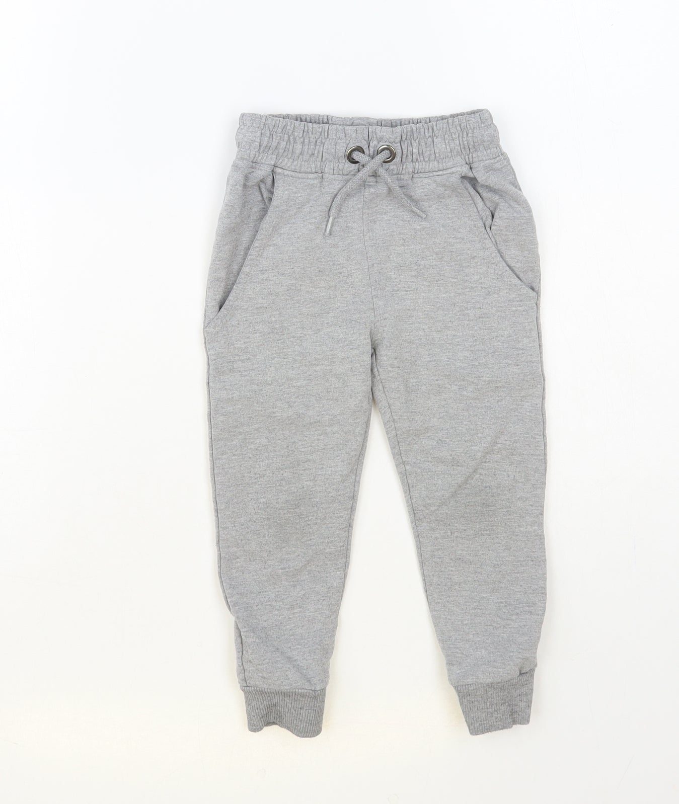 NEXT Boys Grey Flecked Cotton Jogger Trousers Size 4 Years Regular Drawstring