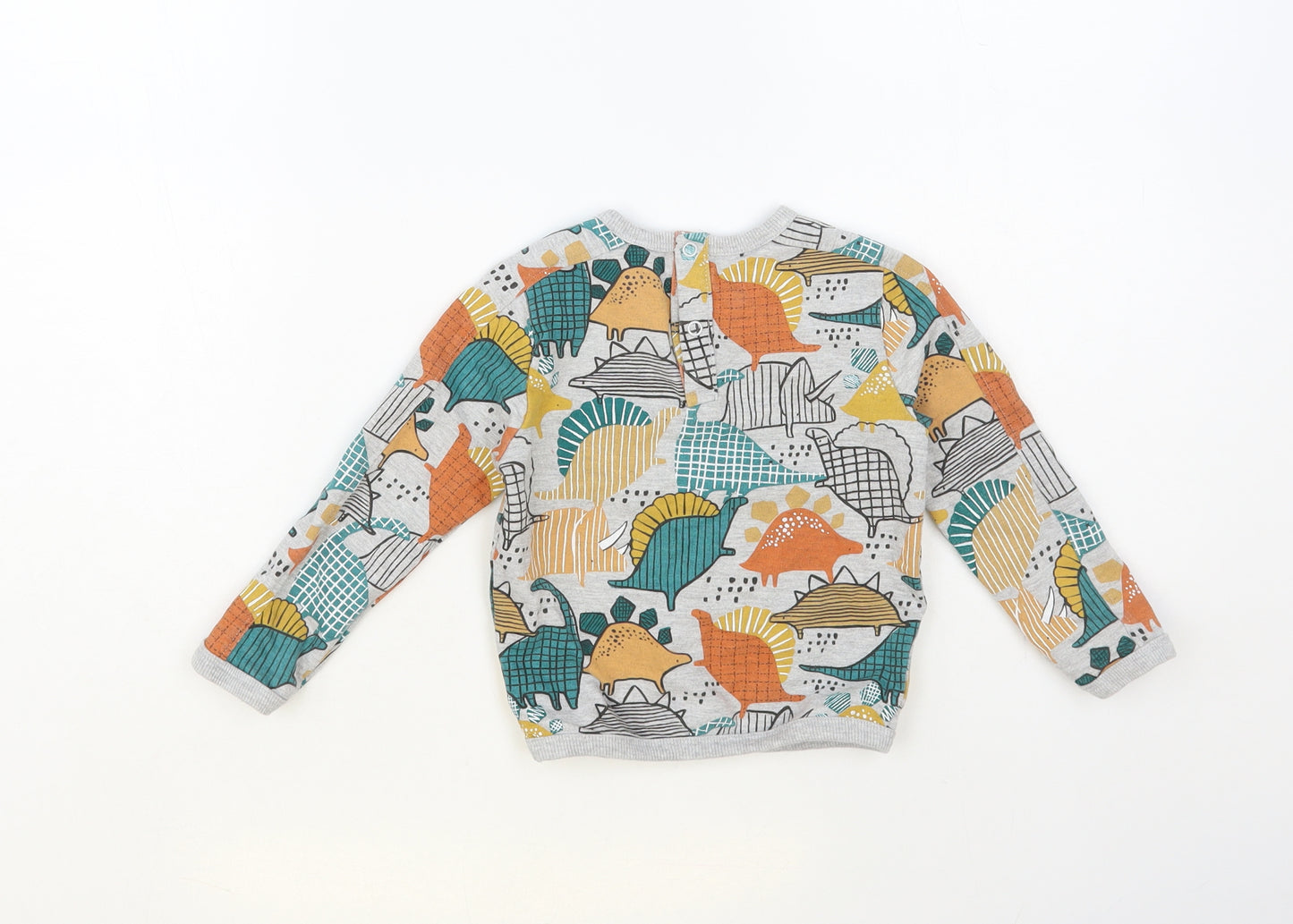 TU Baby Multicoloured Geometric Cotton Pullover Jumper Size 18-24 Months Snap - Dinosaur Print