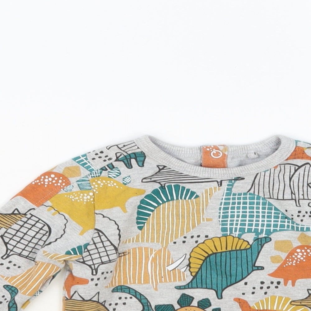 TU Baby Multicoloured Geometric Cotton Pullover Jumper Size 18-24 Months Snap - Dinosaur Print