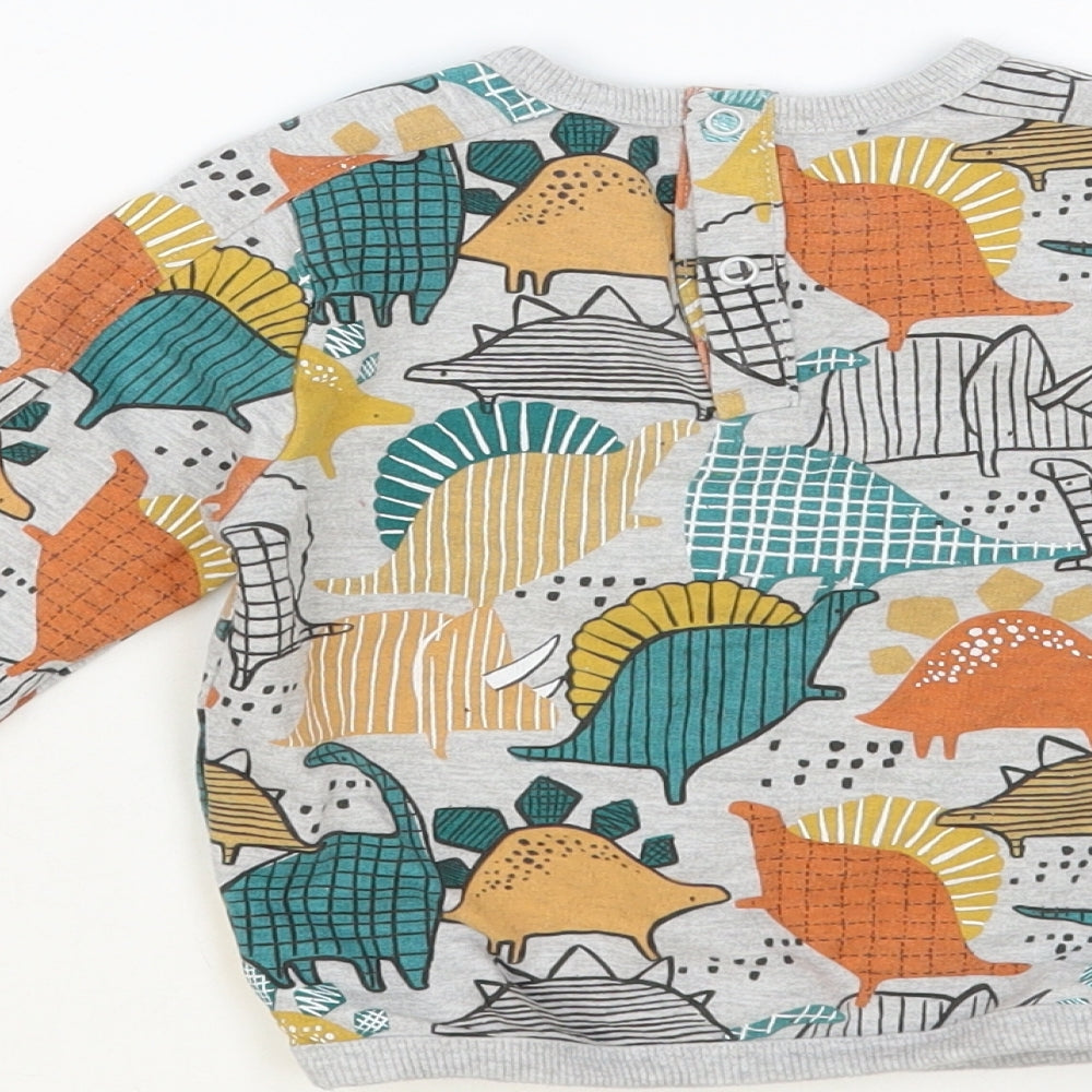 TU Baby Multicoloured Geometric Cotton Pullover Jumper Size 18-24 Months Snap - Dinosaur Print
