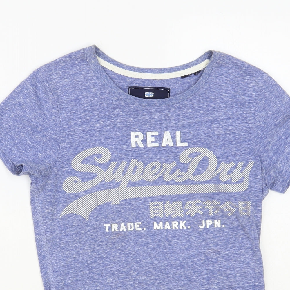 Superdry Girls Blue Cotton Pullover T-Shirt Size 13-14 Years Crew Neck Pullover