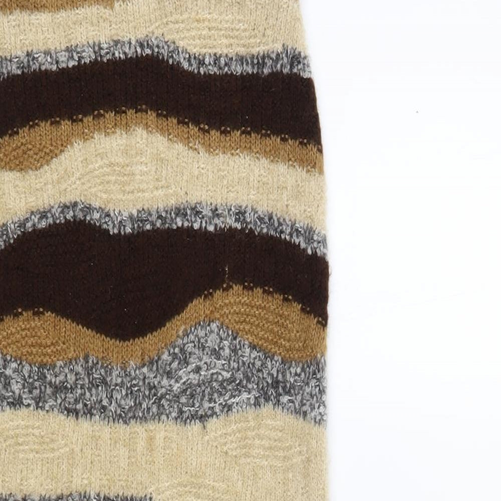 Primark Womens Brown Striped Acrylic Straight & Pencil Skirt Size 6