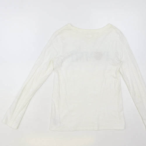 NEXT Girls White Cotton Pullover T-Shirt Size 12 Years Crew Neck Pullover - La Pomme