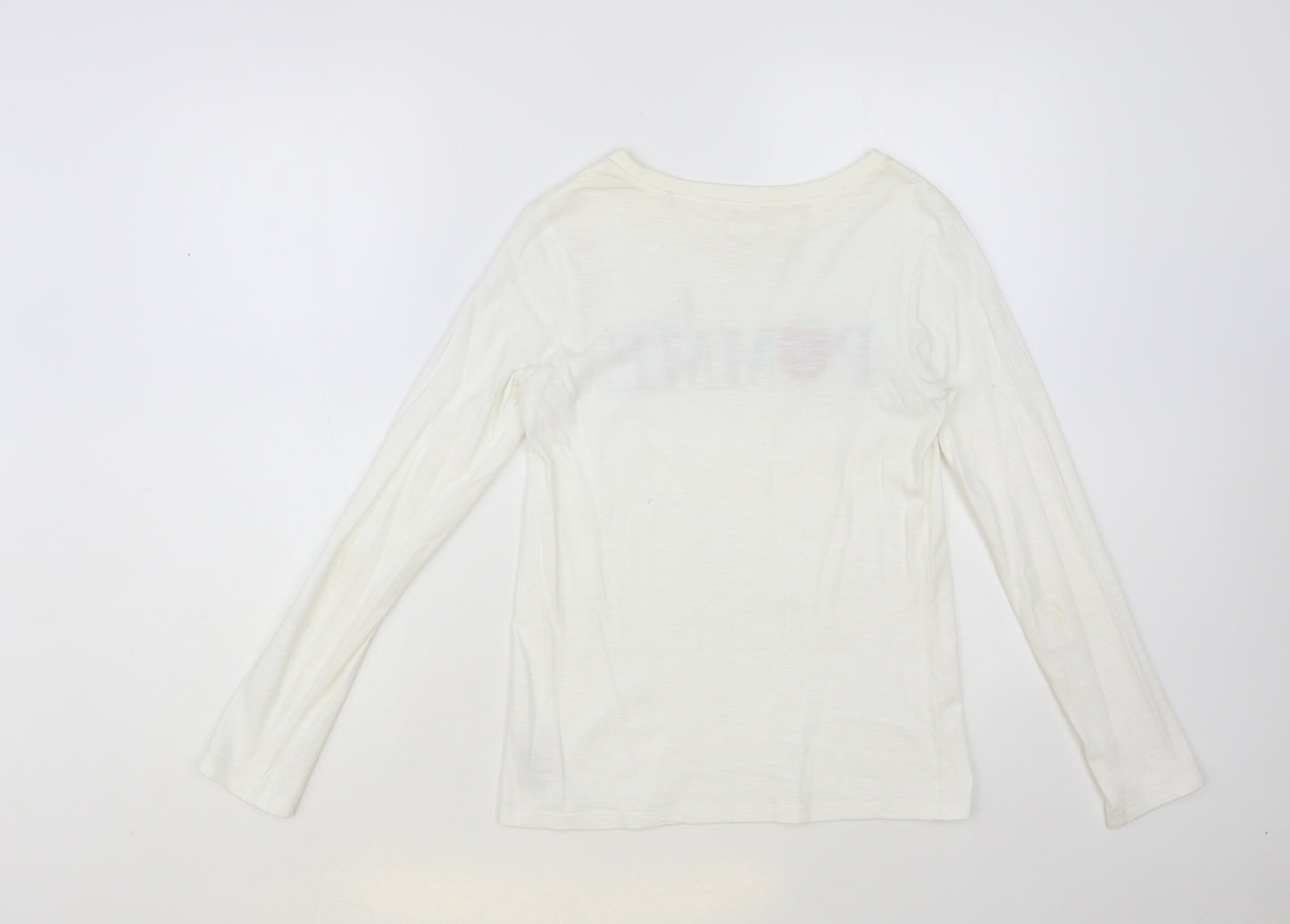 NEXT Girls White Cotton Pullover T-Shirt Size 12 Years Crew Neck Pullover - La Pomme