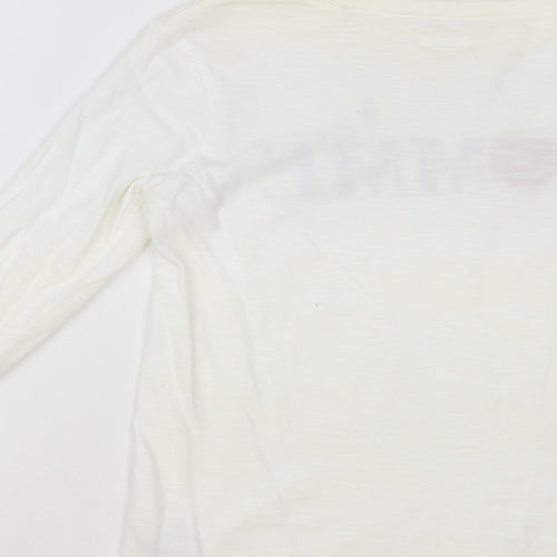 NEXT Girls White Cotton Pullover T-Shirt Size 12 Years Crew Neck Pullover - La Pomme