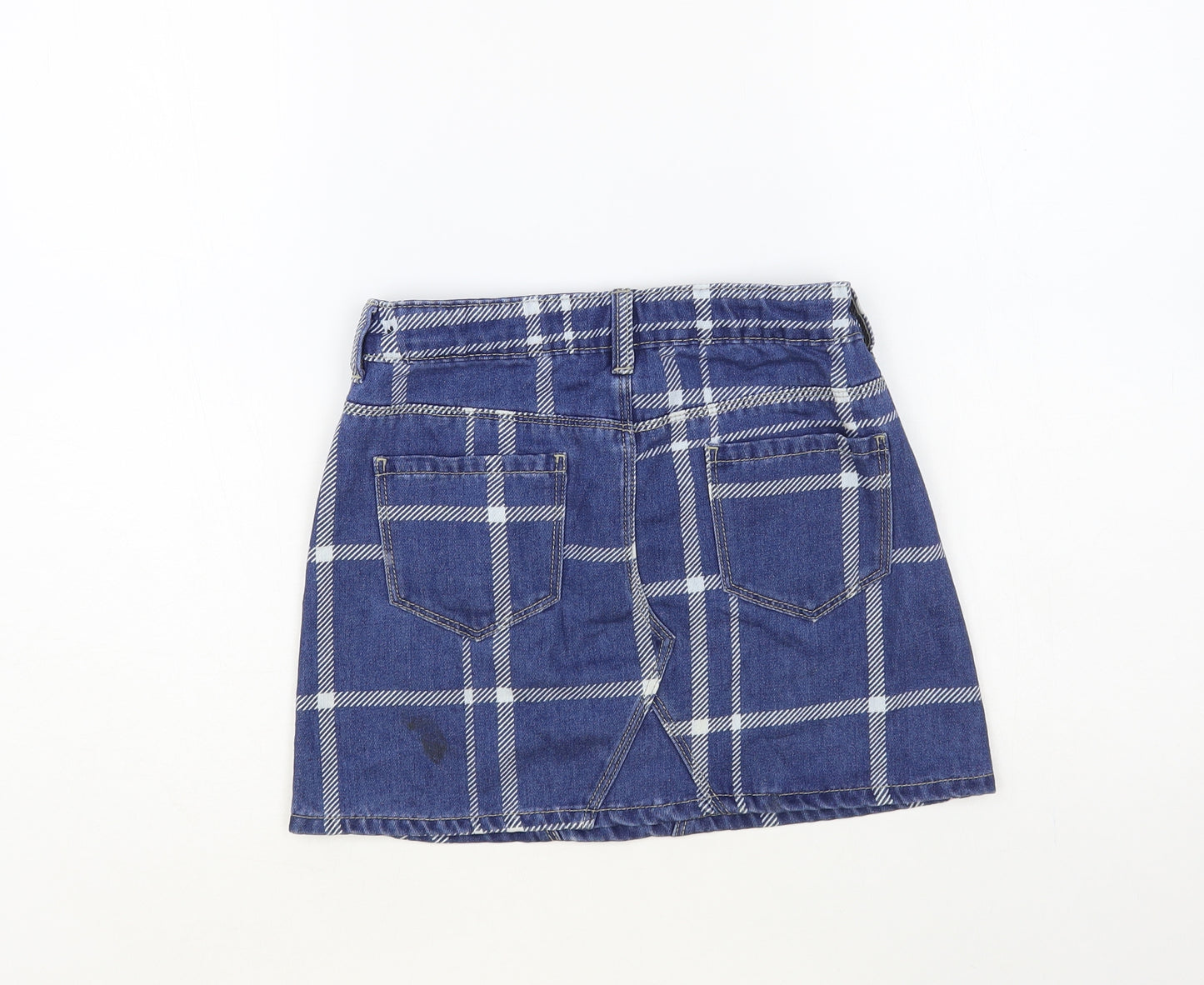 George Girls Blue Plaid Cotton Mini Skirt Size 9-10 Years Regular Button