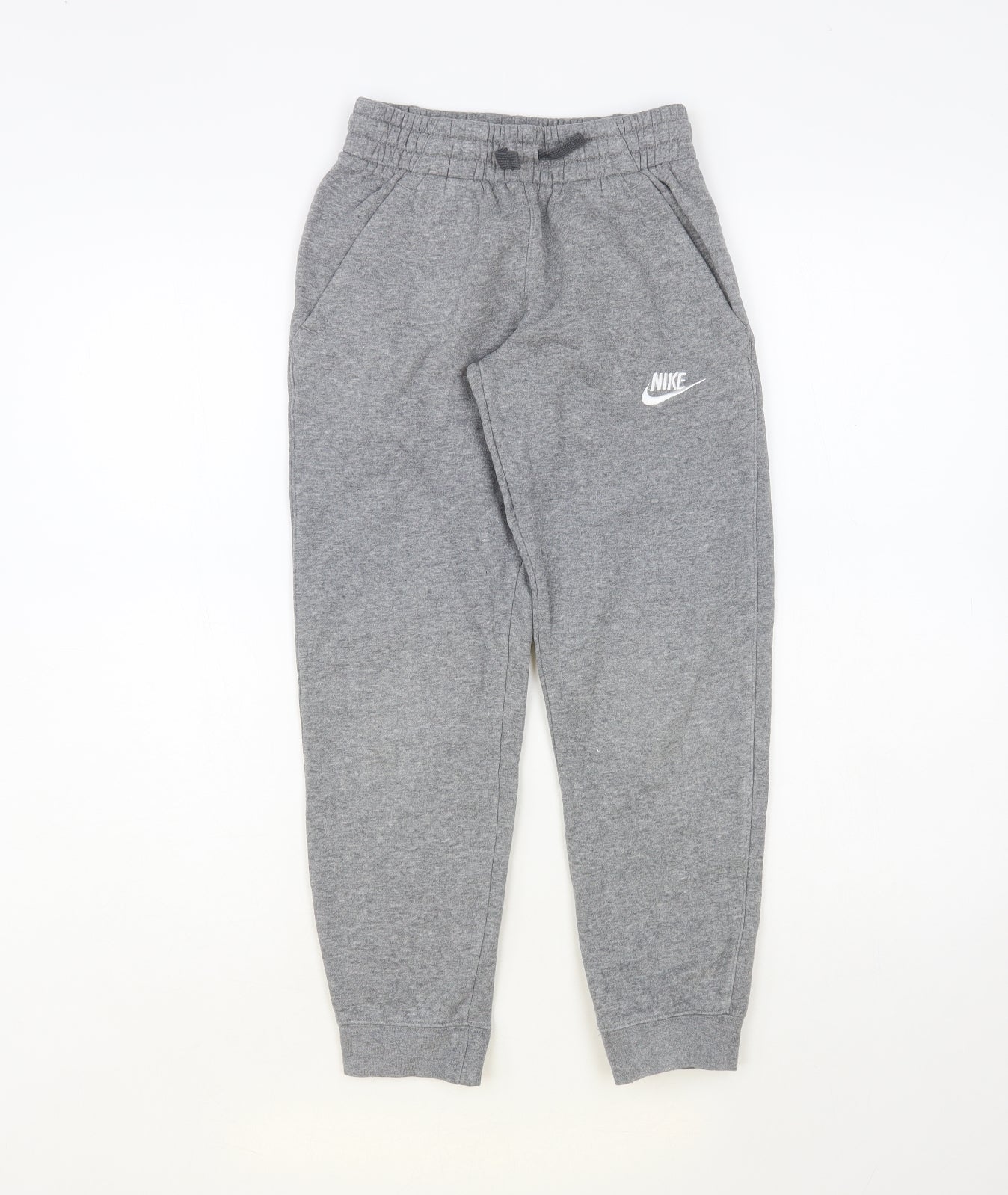 Nike Boys Grey Cotton Jogger Trousers Size 8-9 Years Regular Drawstring