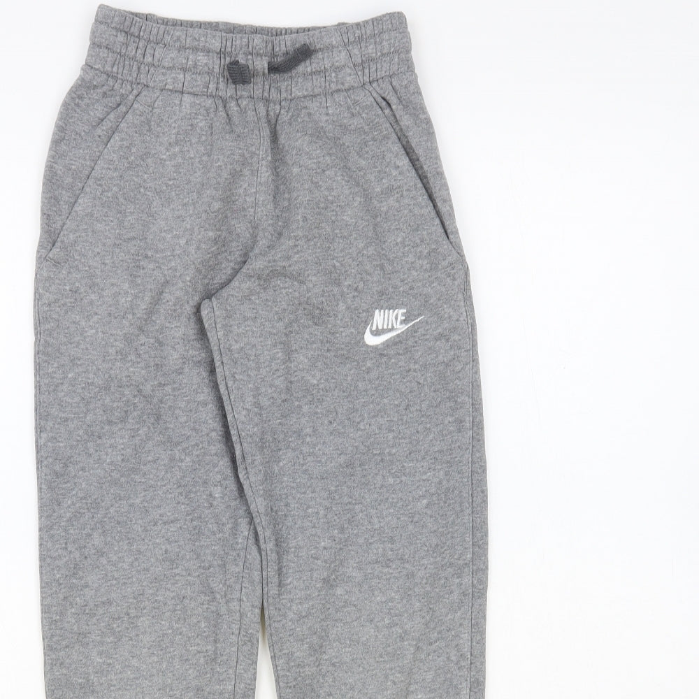 Nike Boys Grey Cotton Jogger Trousers Size 8-9 Years Regular Drawstring