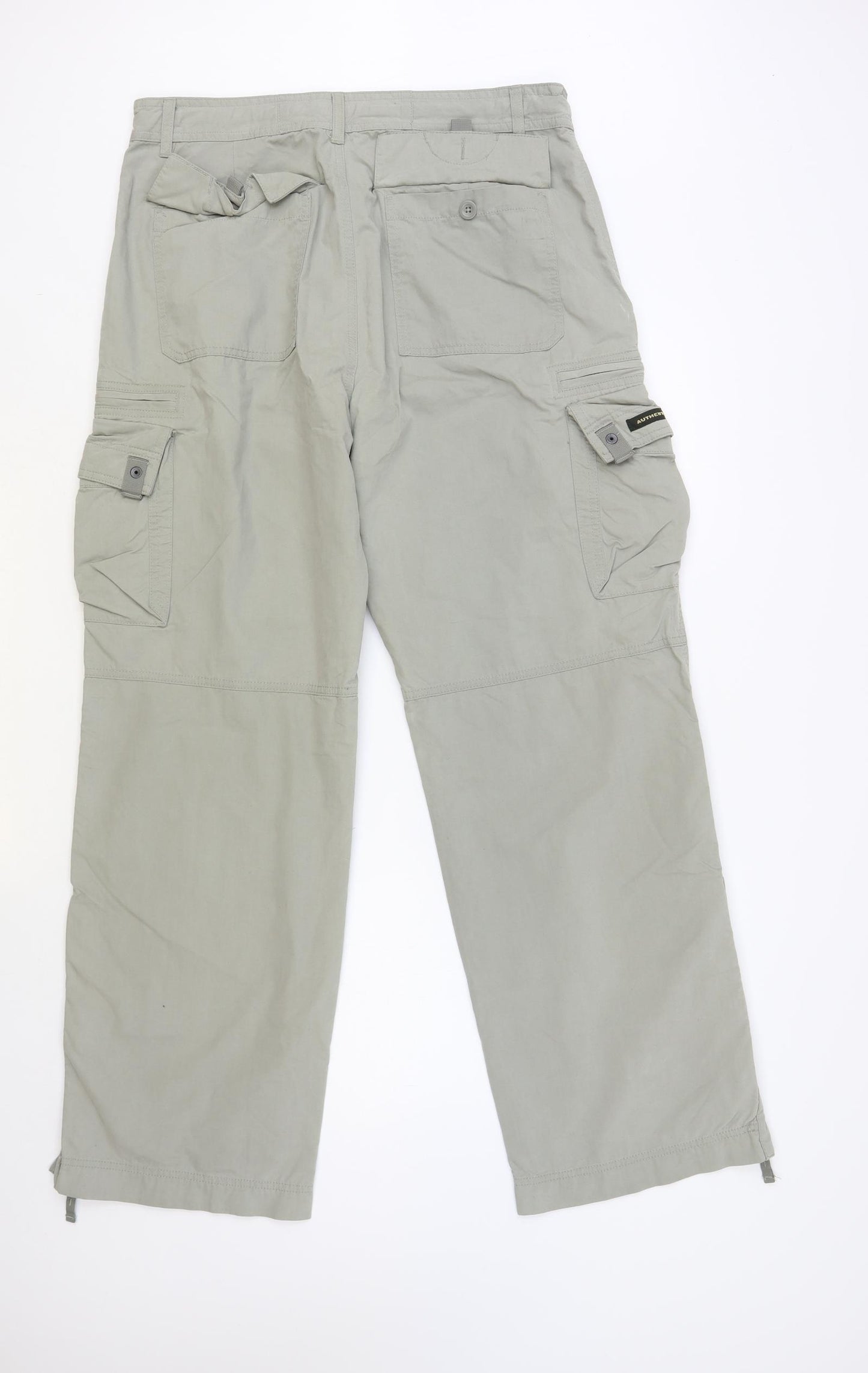 NEXT Mens Grey Cotton Cargo Trousers Size 34 L32 in Regular Button