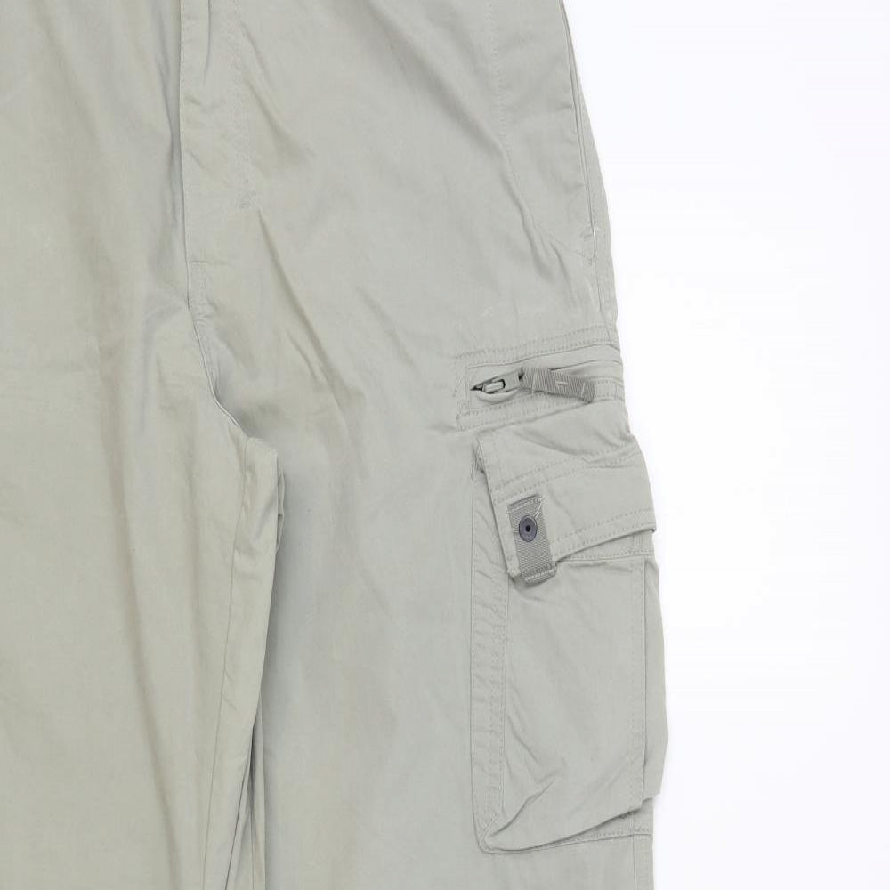 NEXT Mens Grey Cotton Cargo Trousers Size 34 L32 in Regular Button