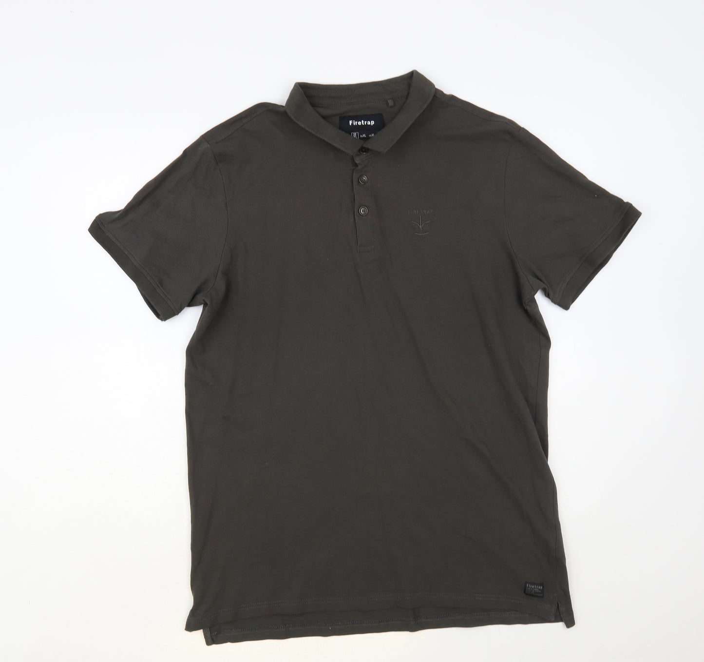 Firetrap Mens Grey Cotton Polo Size XL Collared Button