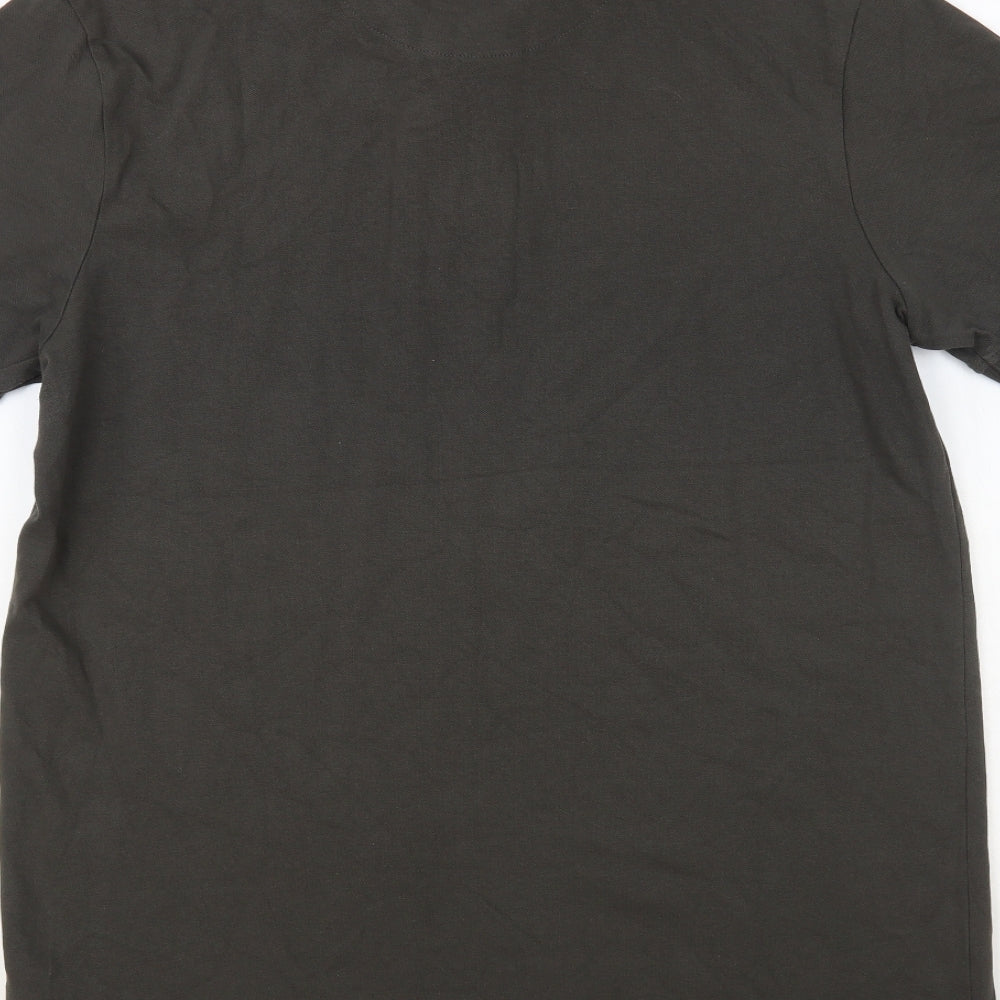 Firetrap Mens Grey Cotton Polo Size XL Collared Button