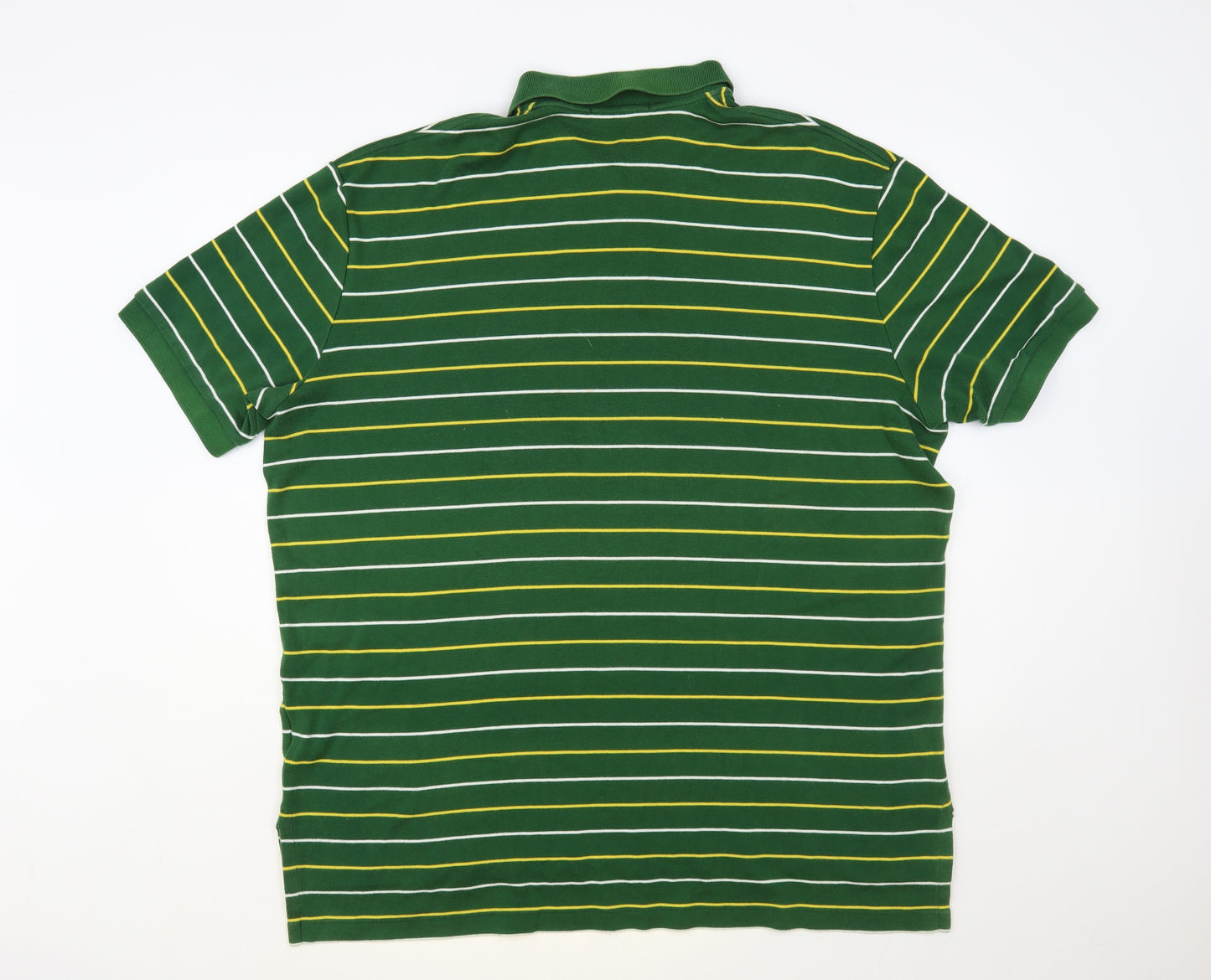 Polo Ralph Lauren Mens Green Striped Cotton Polo Size XL Collared Button