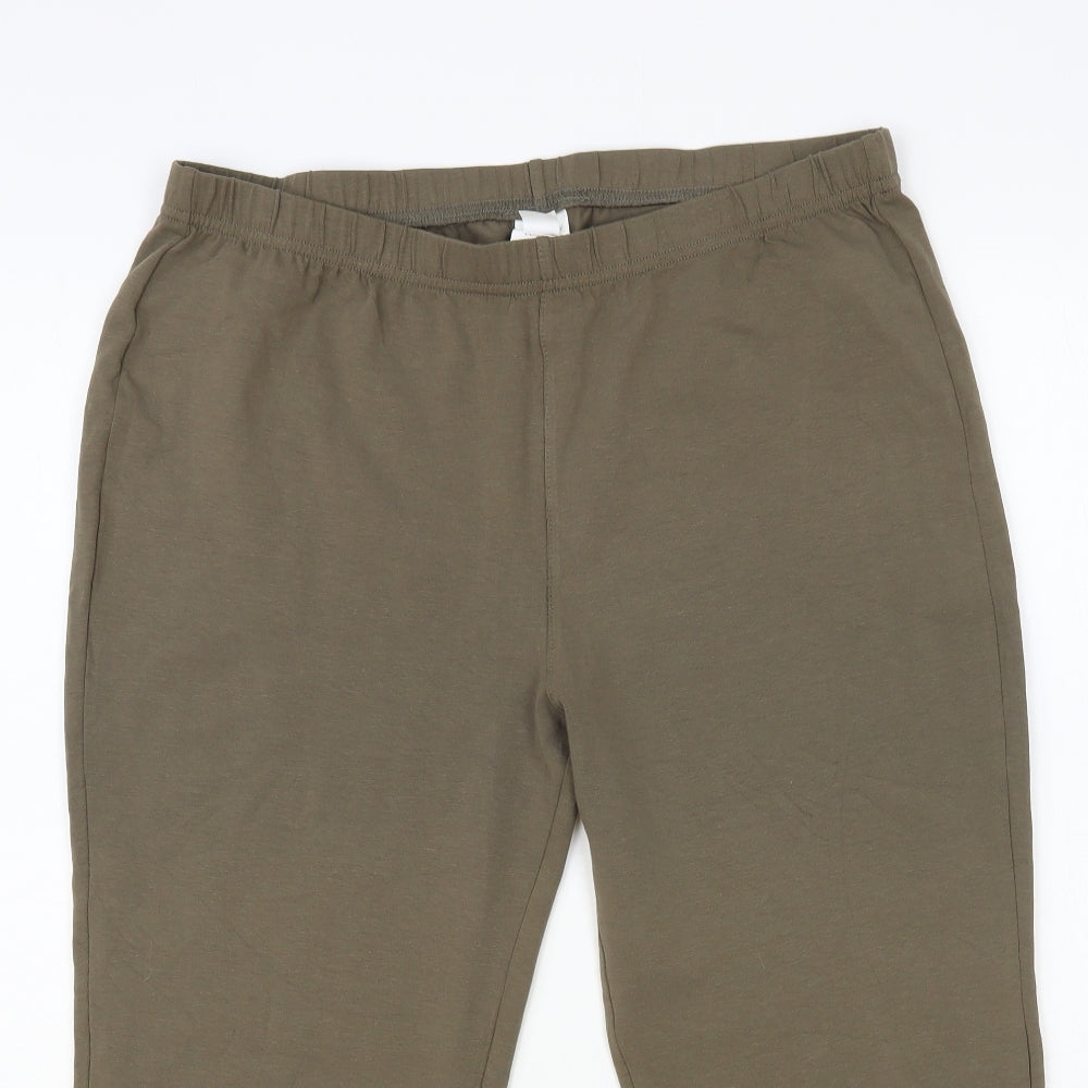Yanev Womens Green Cotton Cropped Leggings Size 20 L21 in