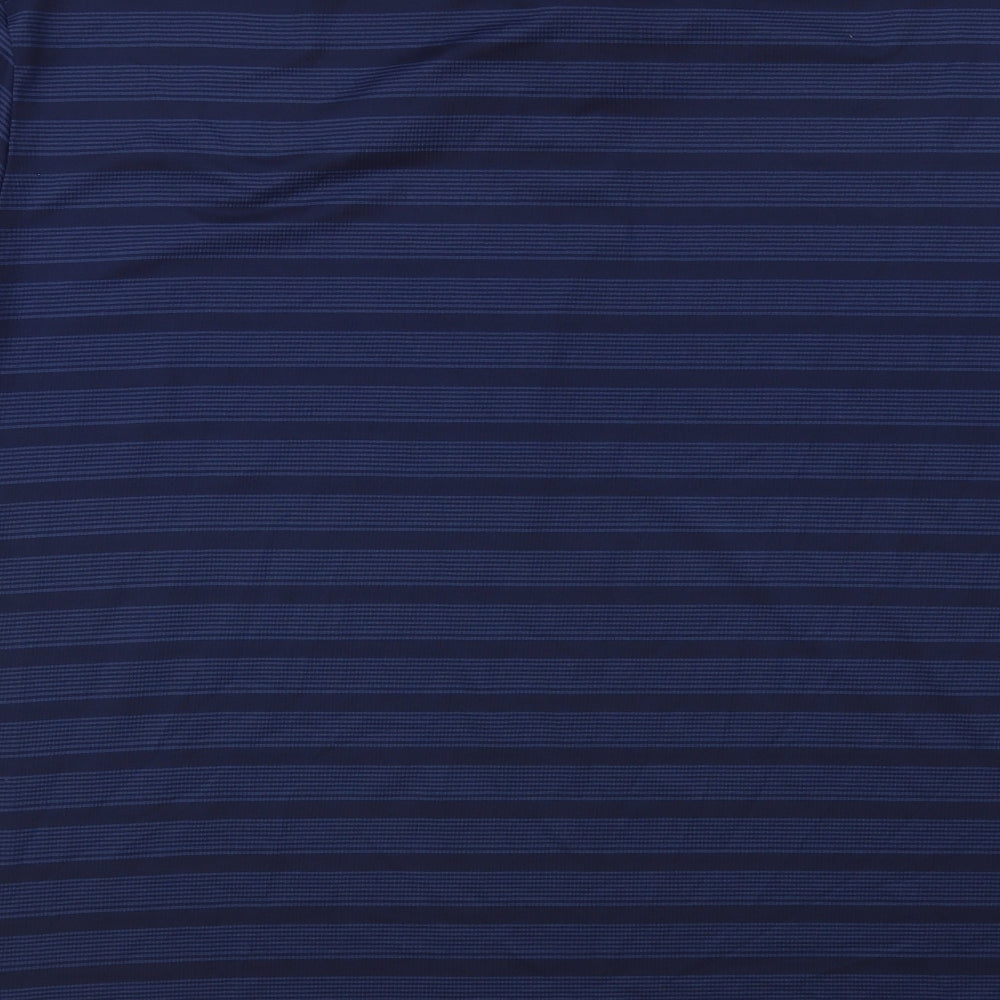 Slazenger Mens Blue Striped Polyester Polo Size 3XL Collared Button