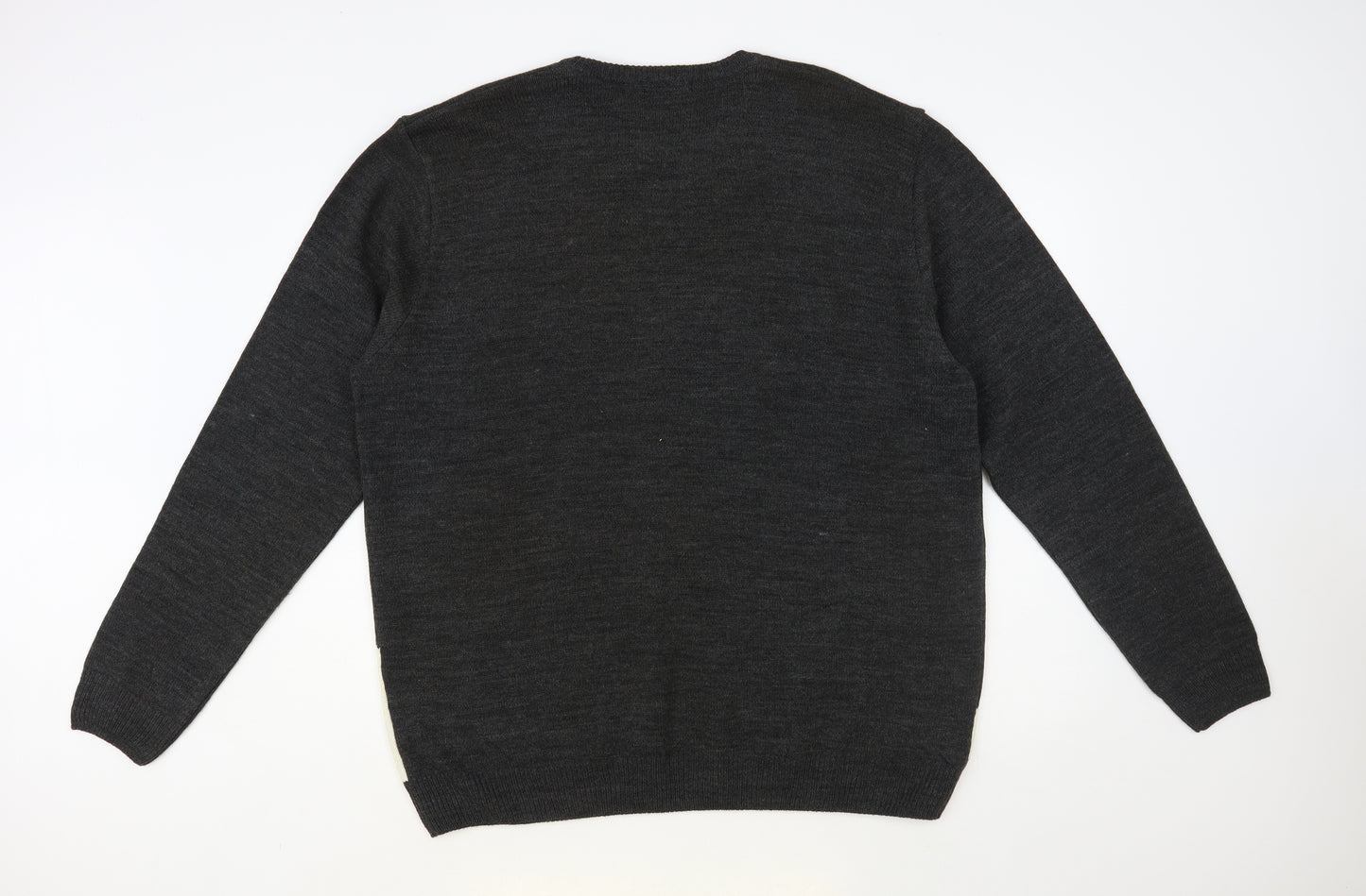 Very Mens Grey Crew Neck Acrylic Pullover Jumper Size 2XL - Christmas
