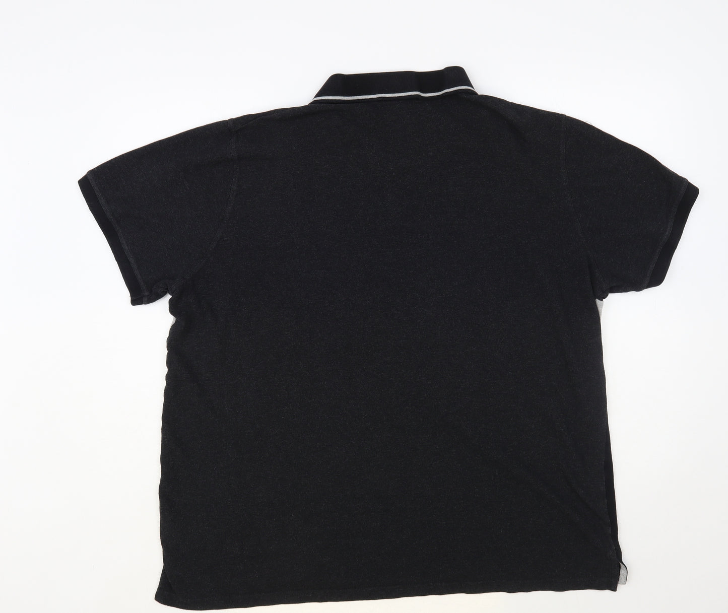 PEP & Co Mens Black Striped Cotton Polo Size 3XL Collared Button