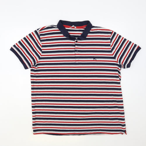 PEP & Co Mens Multicoloured Striped Cotton Polo Size 2XL Collared Button