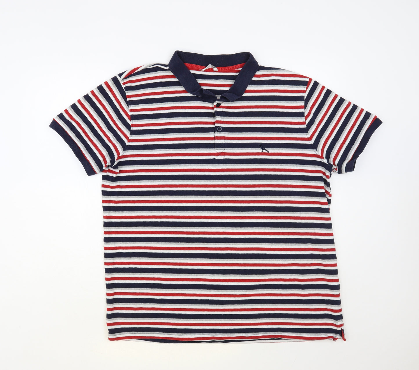 PEP & Co Mens Multicoloured Striped Cotton Polo Size 2XL Collared Button