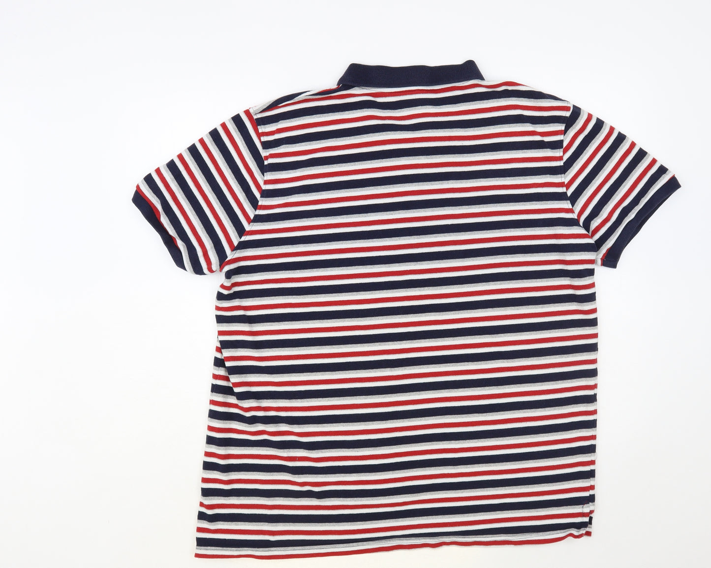 PEP & Co Mens Multicoloured Striped Cotton Polo Size 2XL Collared Button