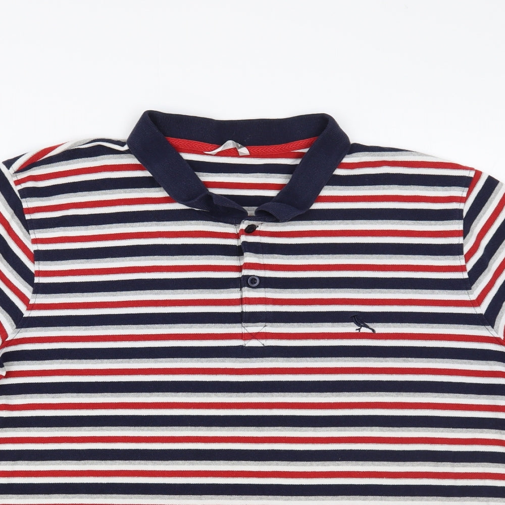 PEP & Co Mens Multicoloured Striped Cotton Polo Size 2XL Collared Button