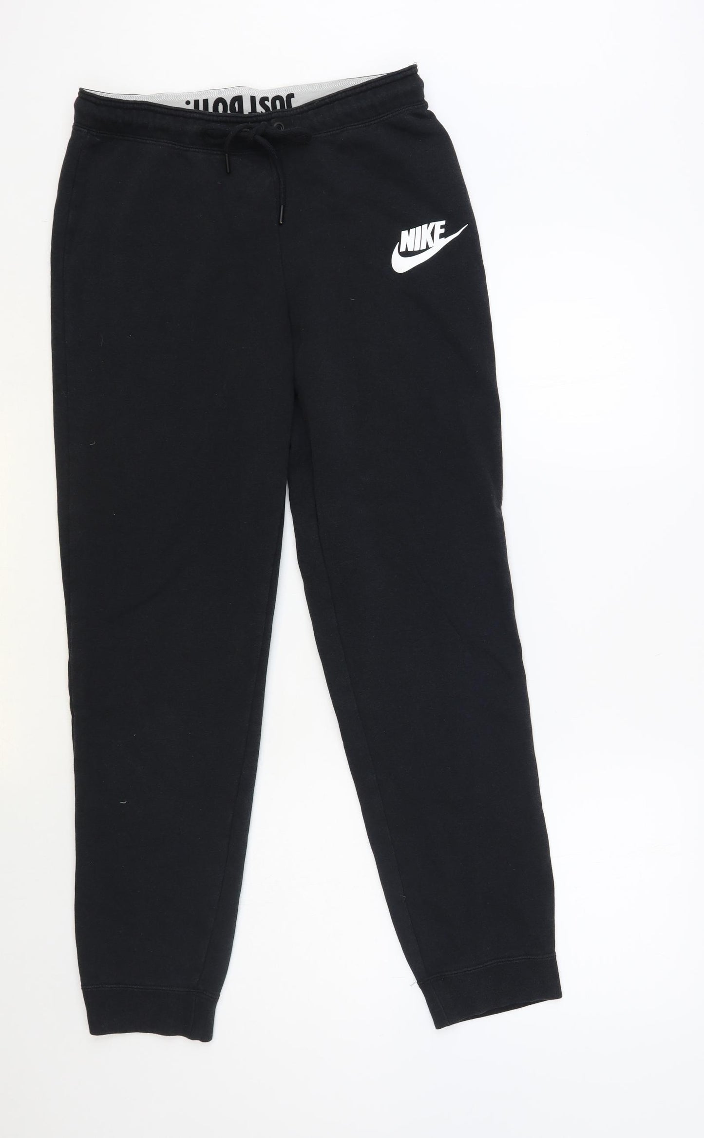 Nike Mens Black Cotton Jogger Trousers Size M L30 in Regular Drawstring